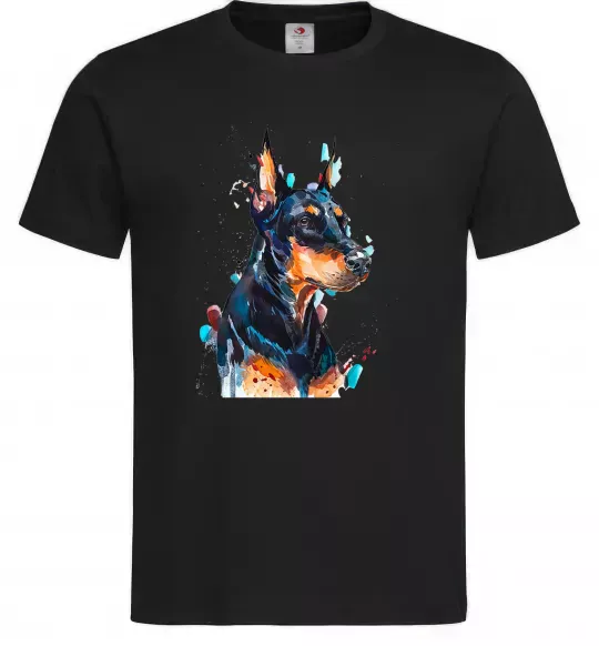 Мужская футболка Watercolor doberman Черный фото
