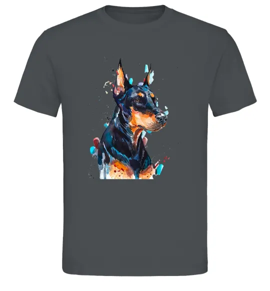 Мужская футболка Watercolor doberman Графит фото