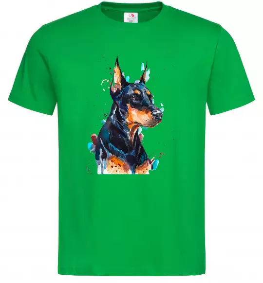 Мужская футболка Watercolor doberman Зеленый фото