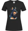 Жіноча футболка Watercolor doberman Чорний фото