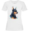 Жіноча футболка Watercolor doberman Білий фото