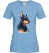 Жіноча футболка Watercolor doberman Блакитний фото
