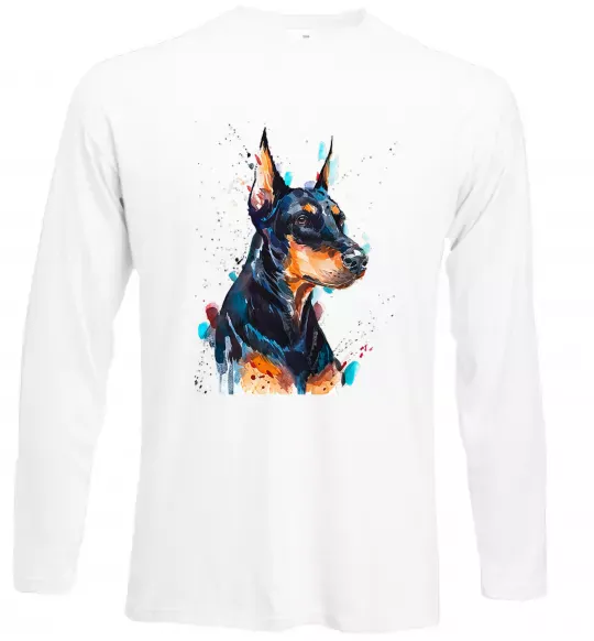 Лонгслив Watercolor doberman Белый фото