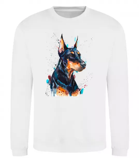 Свитшот Watercolor doberman Белый фото