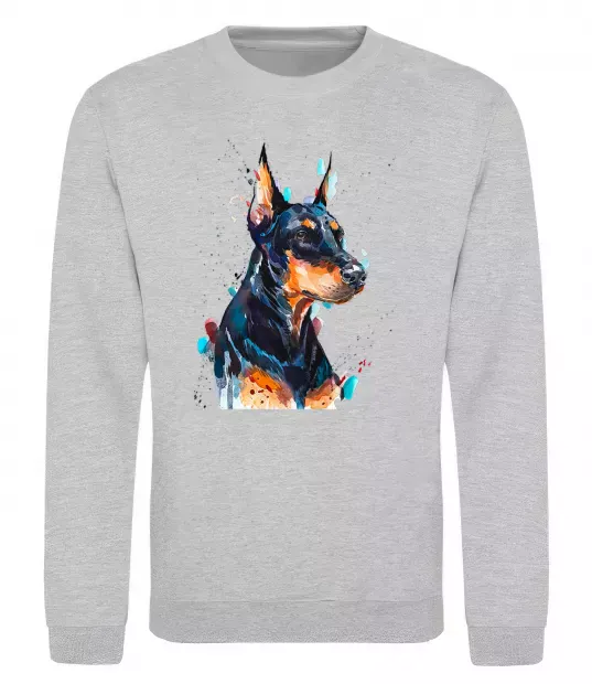Свитшот Watercolor doberman Серый меланж фото