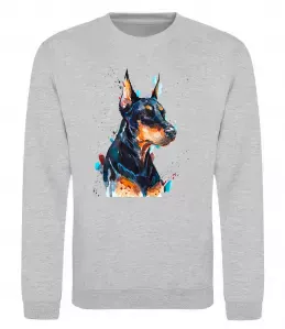 Свитшот Watercolor doberman Серый меланж фото