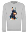 Свитшот Watercolor doberman Серый меланж фото