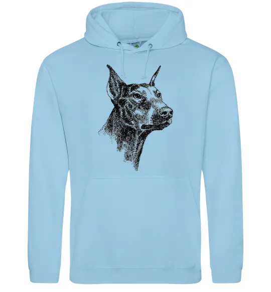 Чоловіча толстовка (худі) Морда добермана Блакитний фото