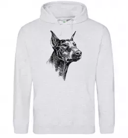 Женская толстовка (худи) Blackrcolor doberman Серый меланж фото