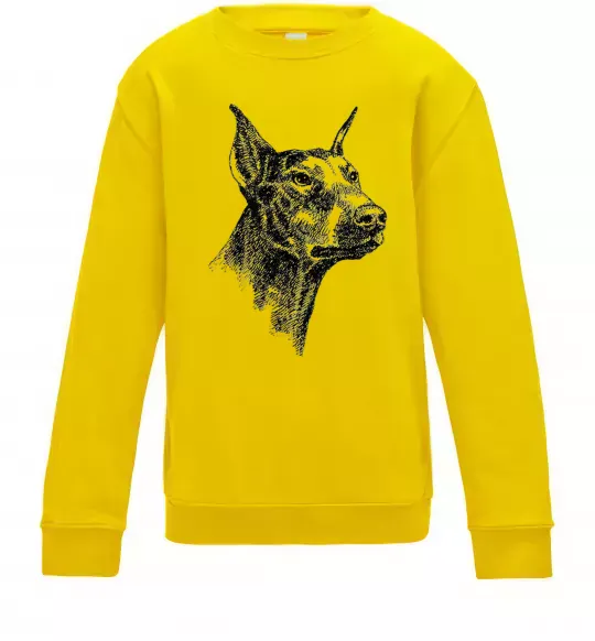 Детский Свитшот Морда добермана Солнечно желтый фото
