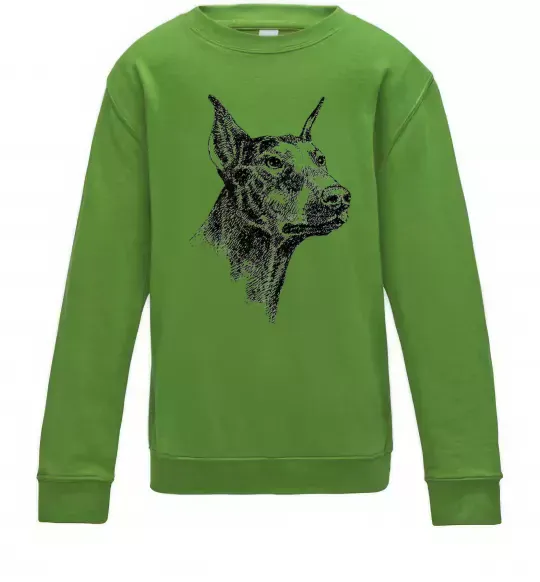 Детский Свитшот Морда добермана Лаймовый фото