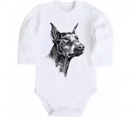Детский боди Морда добермана Белый фото