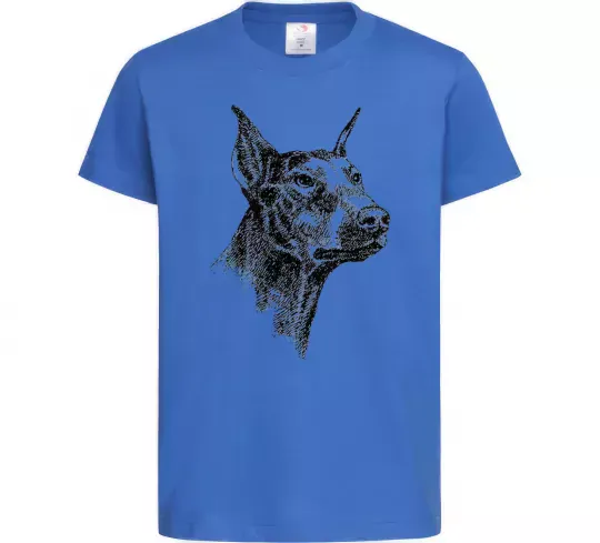 Дитяча футболка Морда добермана Яскраво-синій фото