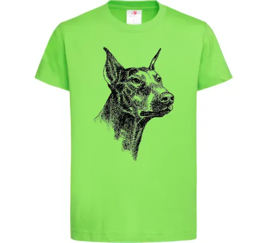 Дитяча футболка Морда добермана Лаймовий фото