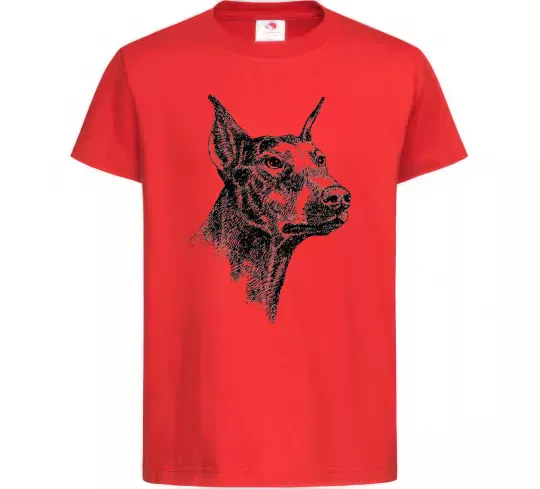 Дитяча футболка Морда добермана Червоний фото