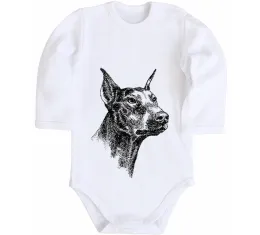 Дитячий бодік Doberman standing Білий фото