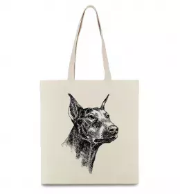 Эко-сумка Doberman art Бежевый фото Эко-сумка Doberman art Бежевый фото