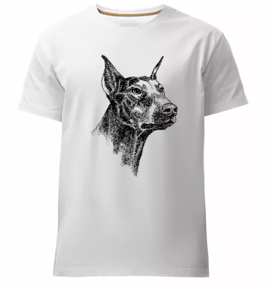 Мужская премиум футболка Морда добермана Белый фото