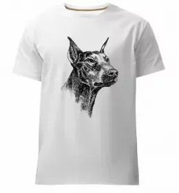 Мужская премиум футболка Blackrcolor doberman Белый фото