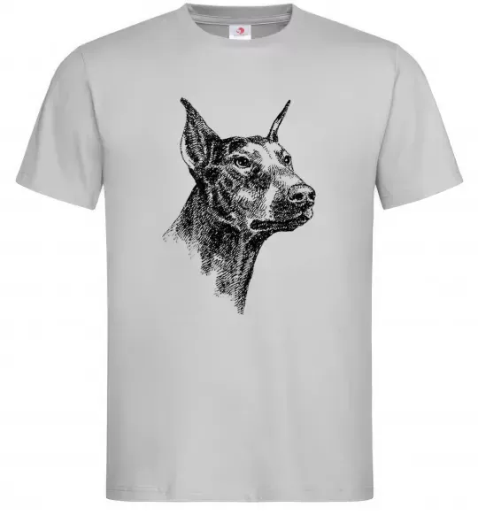 Мужская футболка Морда добермана Серый фото