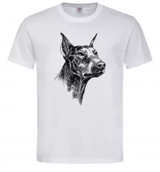 Мужская футболка Морда добермана Белый фото