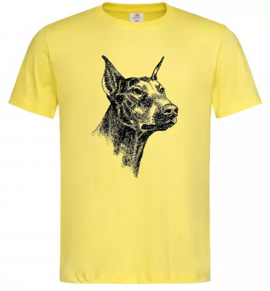 Мужская футболка Морда добермана Лимонный фото