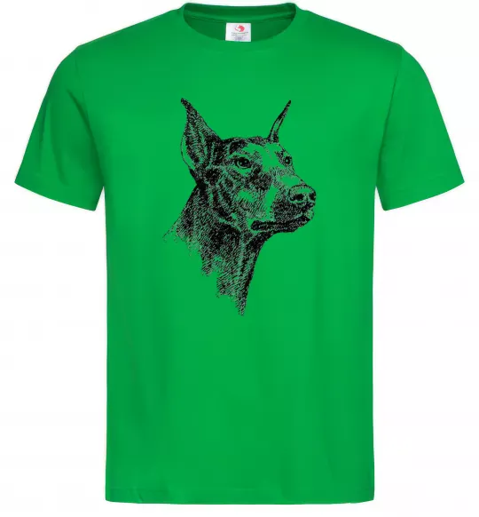 Мужская футболка Морда добермана Зеленый фото