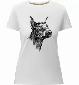 Женская премиум футболка Doberman art Белый фото