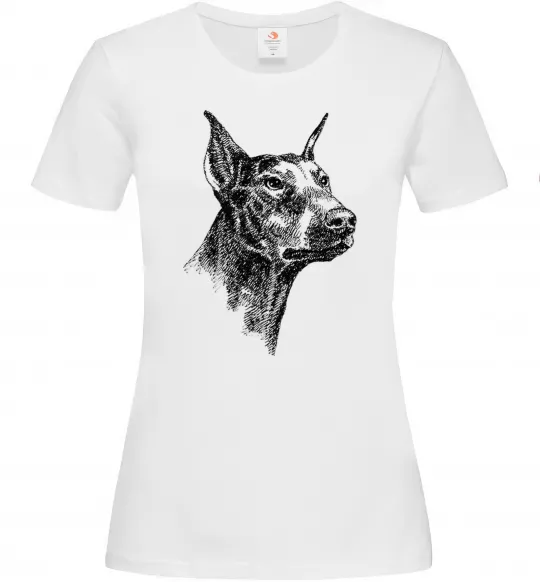 Жіноча футболка Морда добермана Білий фото