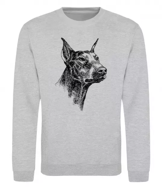 Свитшот Морда добермана Серый меланж фото