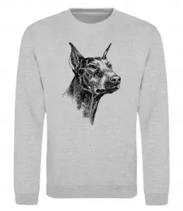 Свитшот Watercolor doberman Серый меланж фото