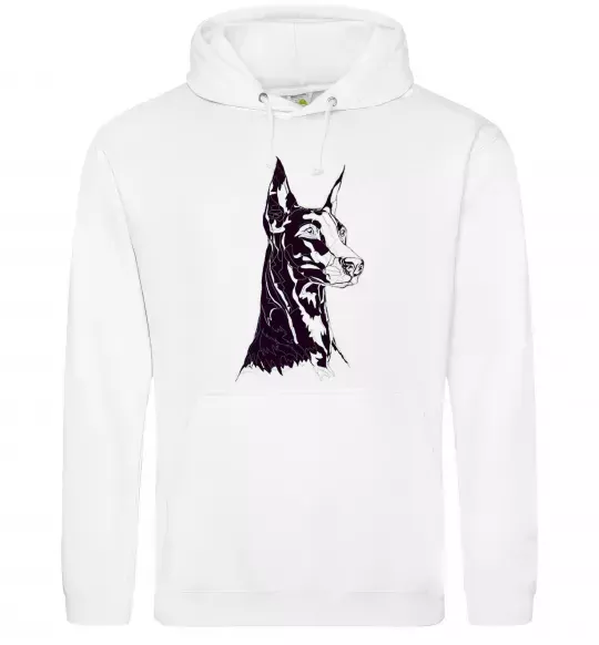Чоловіча толстовка (худі) Доберман Білий фото