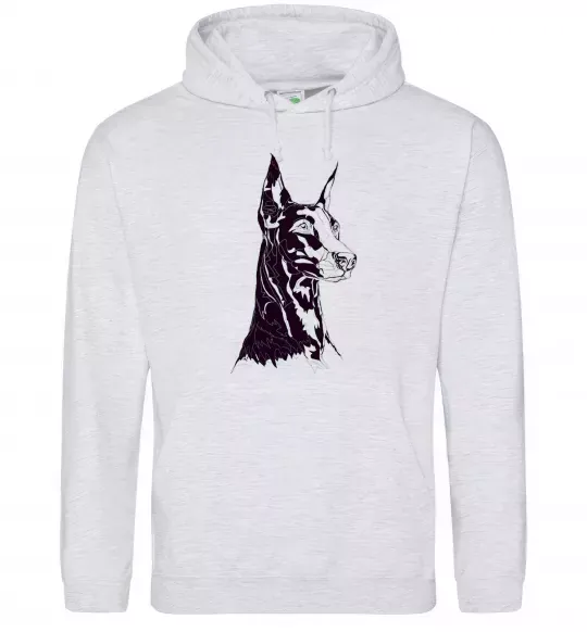 Чоловіча толстовка (худі) Доберман Сірий меланж фото