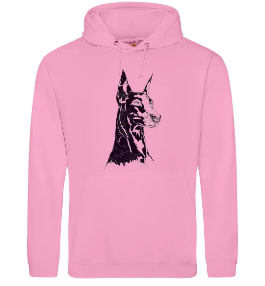 Женская толстовка (худи) Доберман Розовый фото