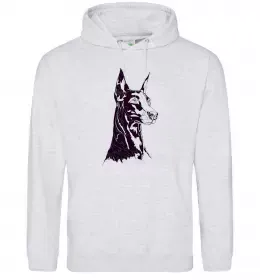 Женская толстовка (худи) Blackrcolor doberman Серый меланж фото