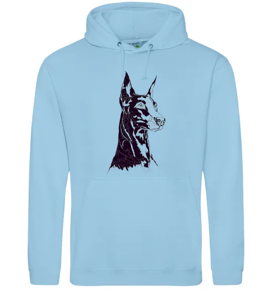 Женская толстовка (худи) Доберман Голубой фото