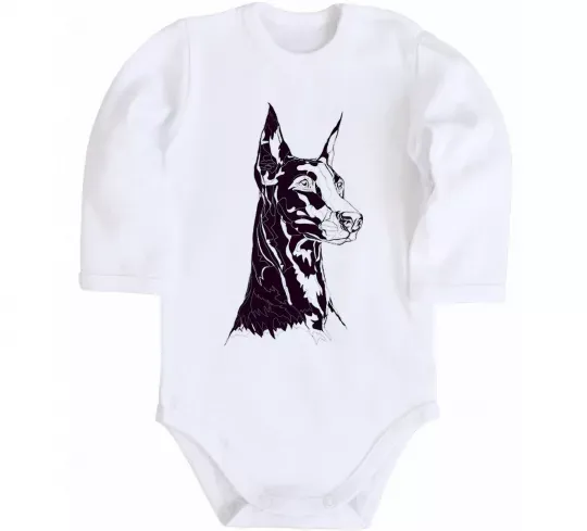 Детский боди Доберман Белый фото