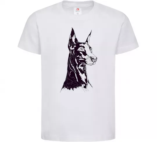 Дитяча футболка Доберман Білий фото