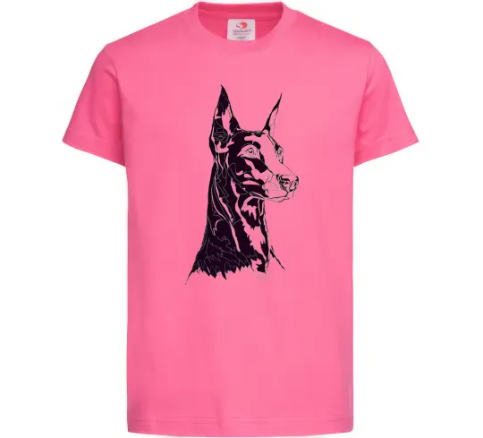 Дитяча футболка Доберман Яскраво-рожевий фото