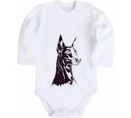 Дитячий бодік Doberman standing Білий фото