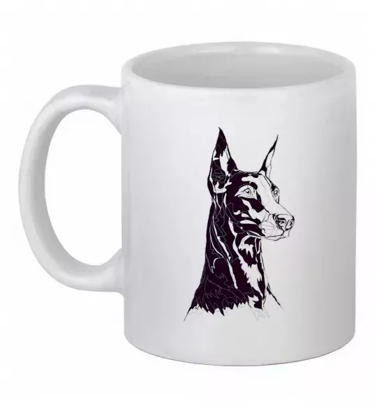 Чашка керамическая Доберман Белый фото