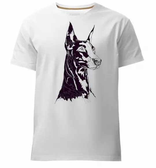 Мужская премиум футболка Доберман Белый фото