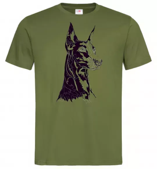 Чоловіча футболка Доберман Оливковий фото