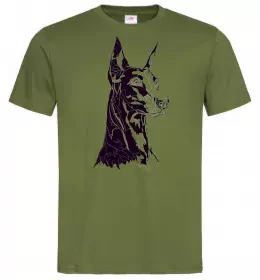 Мужская футболка Доберман Оливковый фото