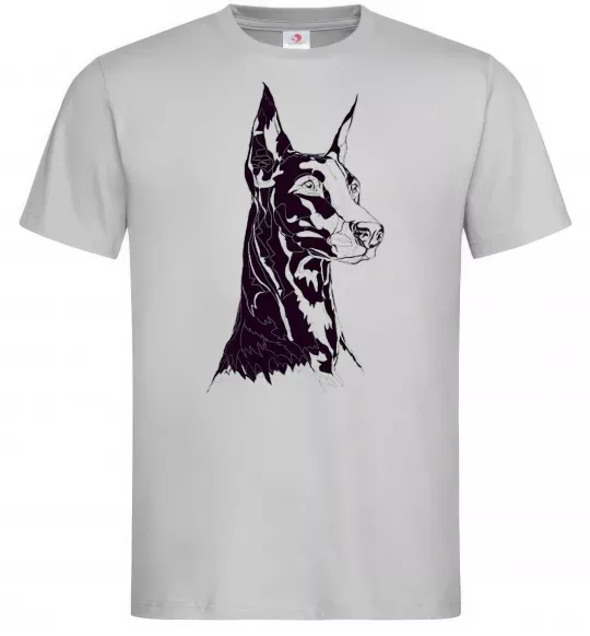Чоловіча футболка Доберман Сірий фото