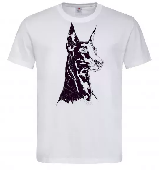 Чоловіча футболка Доберман Білий фото