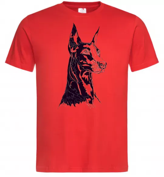 Чоловіча футболка Доберман Червоний фото