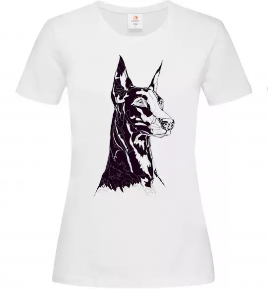Жіноча футболка Доберман Білий фото