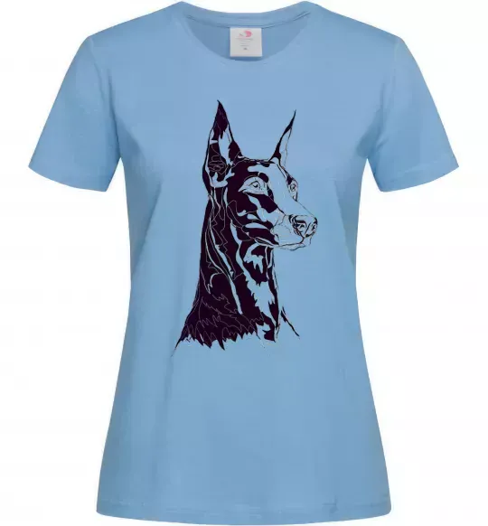 Жіноча футболка Доберман Блакитний фото