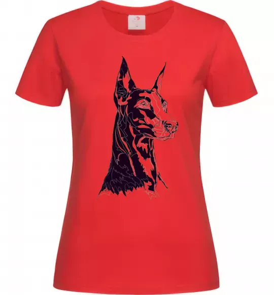 Жіноча футболка Доберман Червоний фото